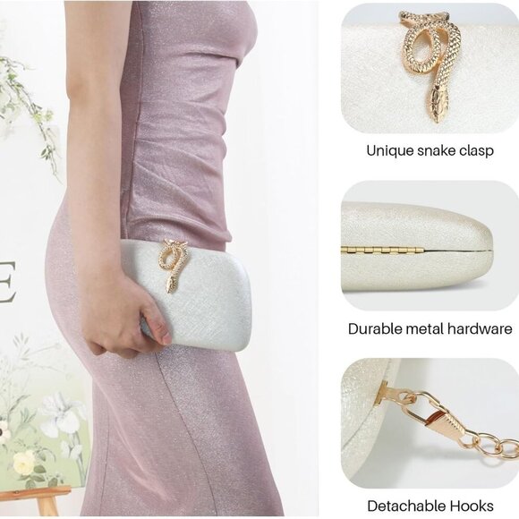 Glamorous Hard Shell Clutch Bag for Women – Ideal for Parties & Formal Events - Picture 4 of 6